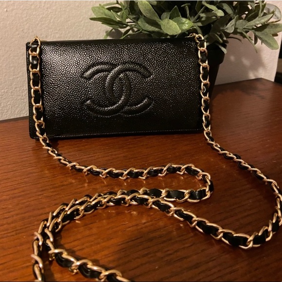 ⚜️🖤 Chanel Timeless Wallet on a Chain WOC Revamp Crossbody Caviar Leather - Picture 1 of 9